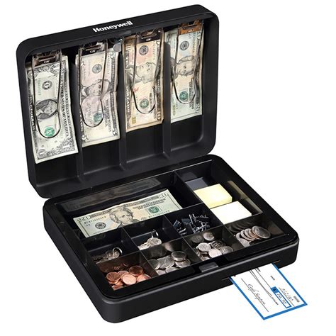 steel cash box with coin tray|honeywell deluxe steel cash box.